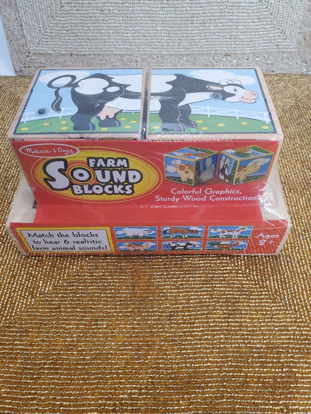 Melissa & Doug Farm Sound Blocks Wooden, NIB, 6 Different Animal Sounds, 2+ (C5)